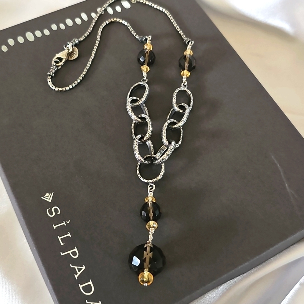 Silpada N1454 Smoky Quartz Citrine Sterling Silver  Necklace